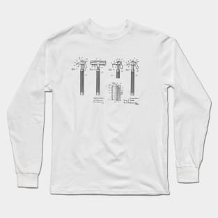 Safety Razor Vintage Patent Hand Drawing Long Sleeve T-Shirt